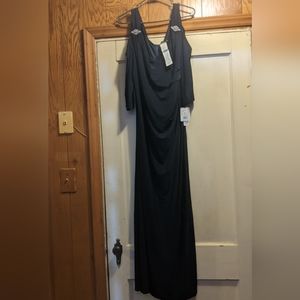NWT Cold Shoulder Ruched Back Navy Long Evening Gown Size 20W